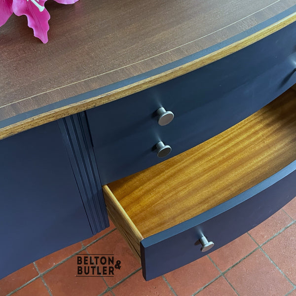 Navy Bow Fronted Sideboard-Belton & Butler