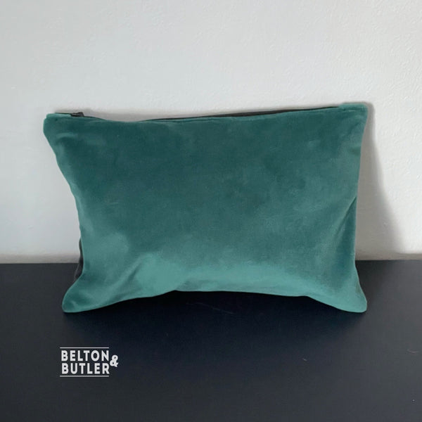 Handmade Make Up / Travel Toiletries Bag in “Silverback” Velvet Fabric by Emma Shipley-Belton & Butler