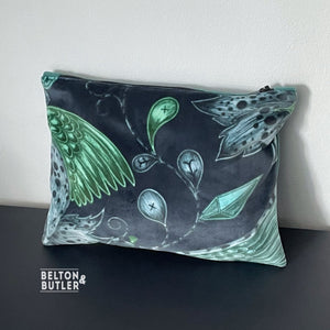 Handmade Make Up / Travel Toiletries Bag in “Animalia Extinct” Fabric by Emma Shipley-Belton & Butler