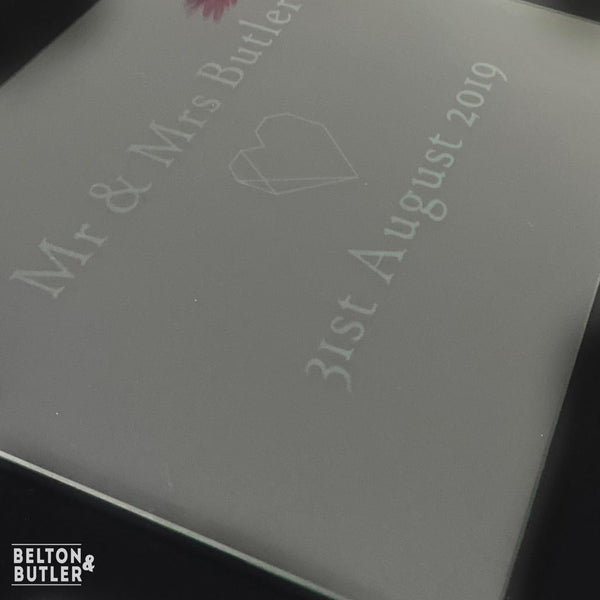 Personalised, Etched Glass Worktop saver / Glass Chopping Board-Belton & Butler