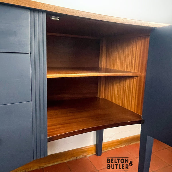 Navy Bow Fronted Sideboard-Belton & Butler