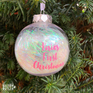 Made to Order, Personalised Christmas Tree Baubles.-Belton & Butler