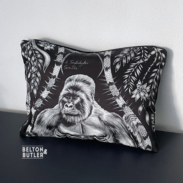 Handmade Make Up / Travel Toiletries Bag in “Silverback” Fabric by Emma Shipley-Belton & Butler